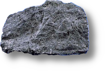 Photo of basalt displaying dark gray, massive appearance.